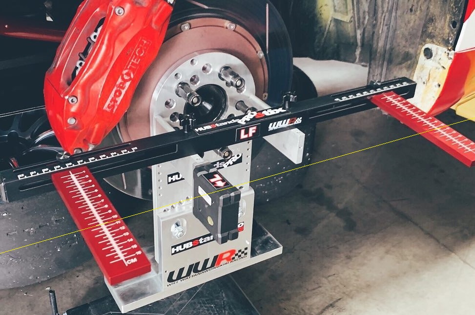 ProPLUS HUBStands brand hub stands ProSTIX camber gauges on customer race car